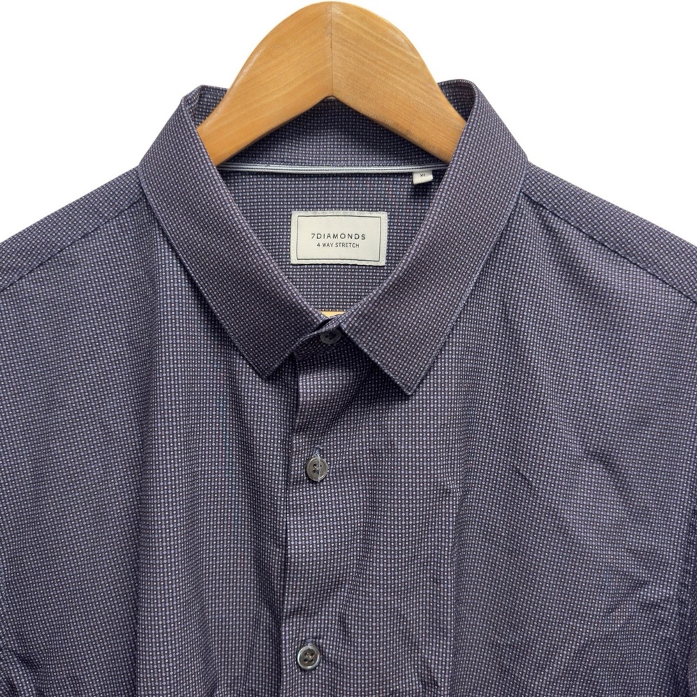 7 Diamonds Men's Sz XL Purple Geometric 4-Way Stretch Button Front L/S Shirt euc